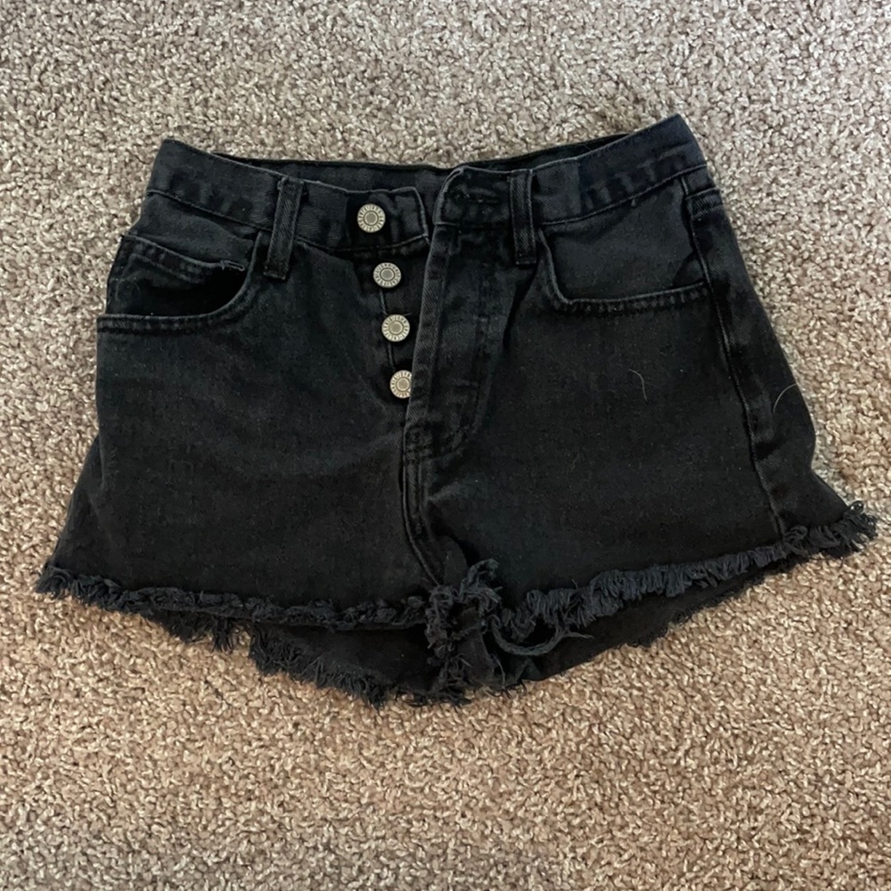 John Galt Black Denim Shorts